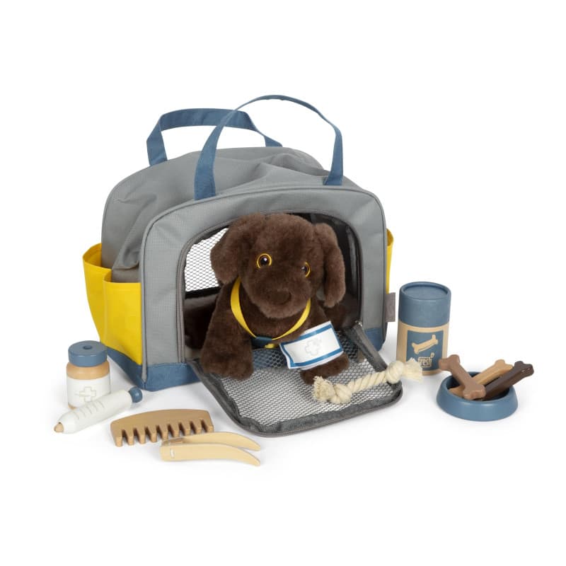 small foot Chien avec Sac et Set de Soins, Jouet Animal Domestique, Enfants àpartir de 2 Ans, 12600