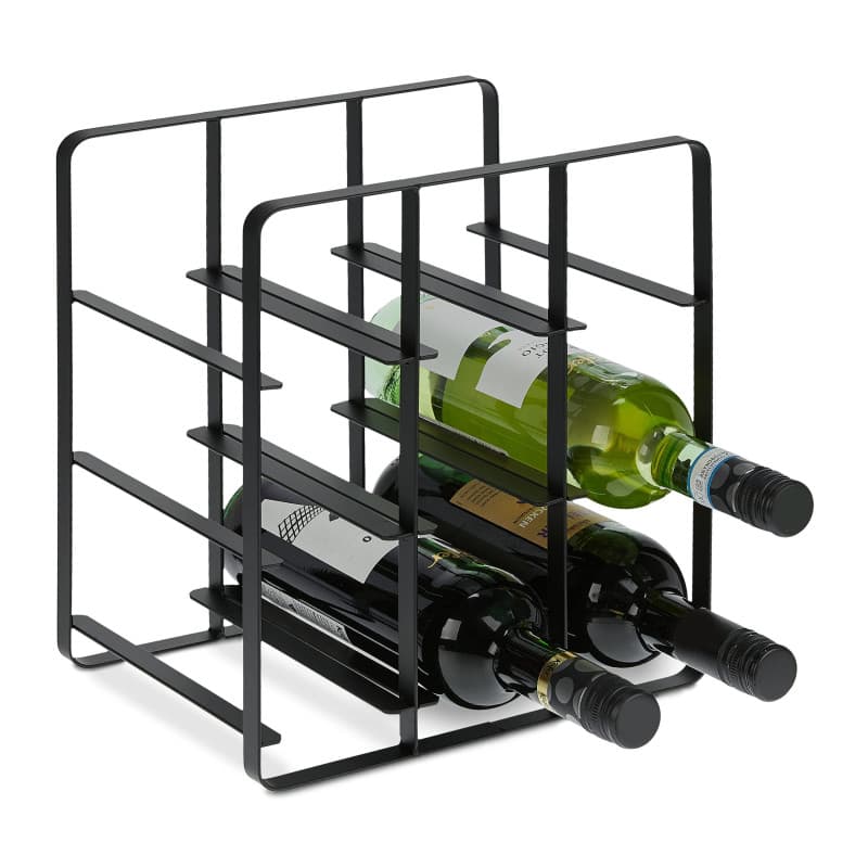 relaxdays casier à Bouteilles en métal, 9 Bouteilles, Support vin, HLP 30,5 x 27,5 x 20 cm, pour Cuisine et Salon, Noir