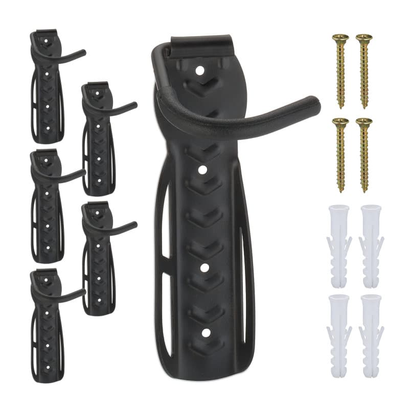 Relaxdays Support vélo Mural en Lot de 6, Charge maximale : 25 kg, Suspension Verticale, métal (Acier), Noir