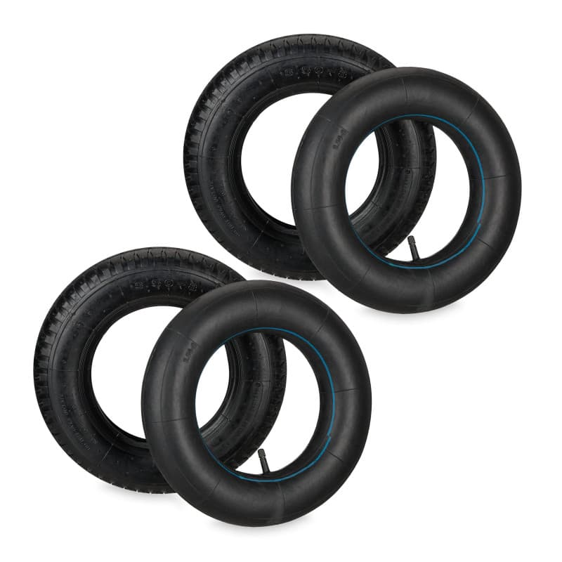Relaxdays Roue brouette avec Chambre à air, Lot de 2 pneus Rechange 3.50-8 Pouces, pneumatiques, Jusqu’à 154 kg, Noire