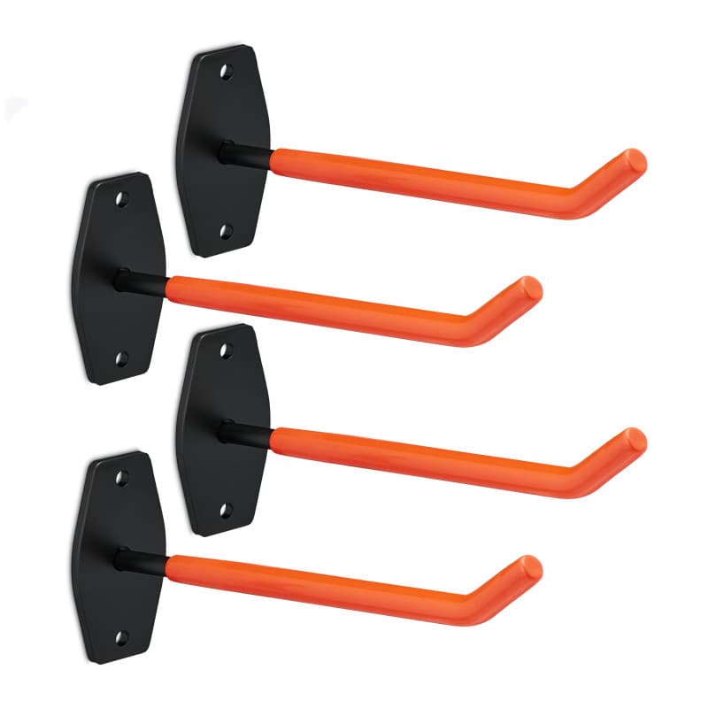Relaxdays Support de pneus pour Mural, en Set de 4, pour pneus et Jantes jusqu'à 40 kg, en Acier, Orange - Noir
