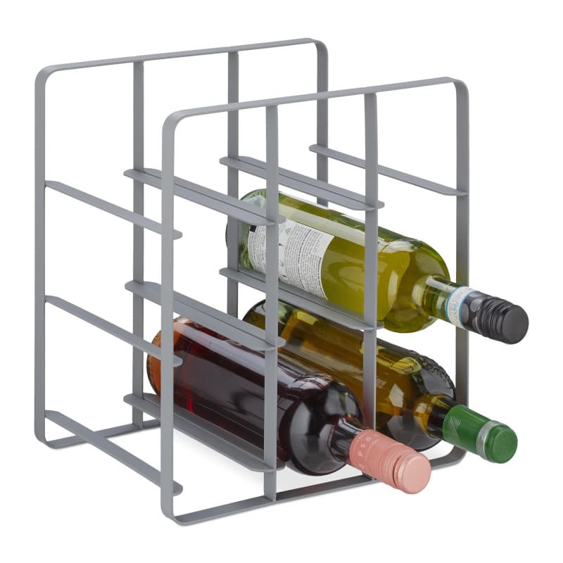 Relaxdays Étagère pour 9 Bouteilles de vin, en Fer revêtu par Poudre, HLP : 30 x 27,5 x 20 cm, Cuisine et Bar, Grise