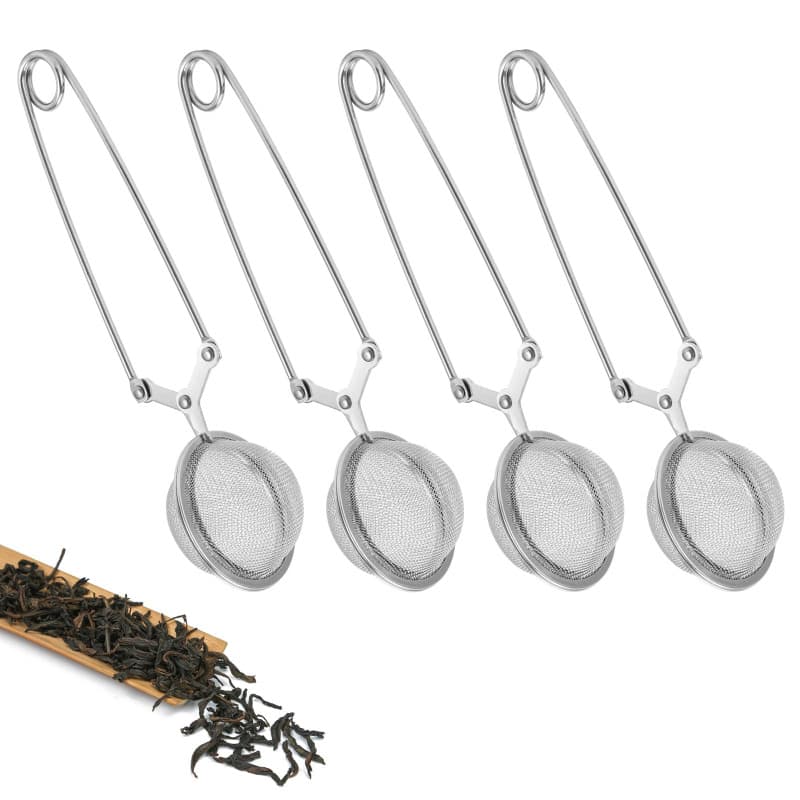 LOT DE 4 pinces à thé en acier inoxydable, Ø 4,5 cm, filtres à thé pour thé en vrac, pinces à tamis à mailles fines, les boules