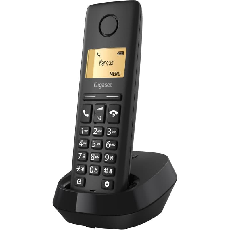 Gigaset Pure 120 - téléphone sans Fil avec Protection d'appel et ECO DECT - écran rétro-éclairé - Compatible avec Les Aides audi