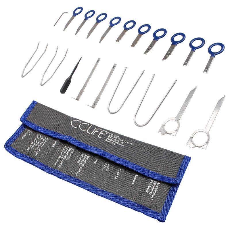CCLIFE 20pcs Outils Démontage Autoradio, Clés de Retrait pour Radio Navi et Voiture