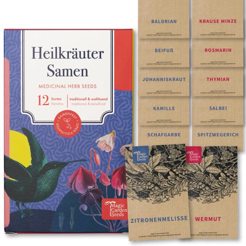 Graines d'herbes médicinales - 12 variétés d'herbes médicinales résistantes pour le jardin, le potager surélevé ou le balcon - t
