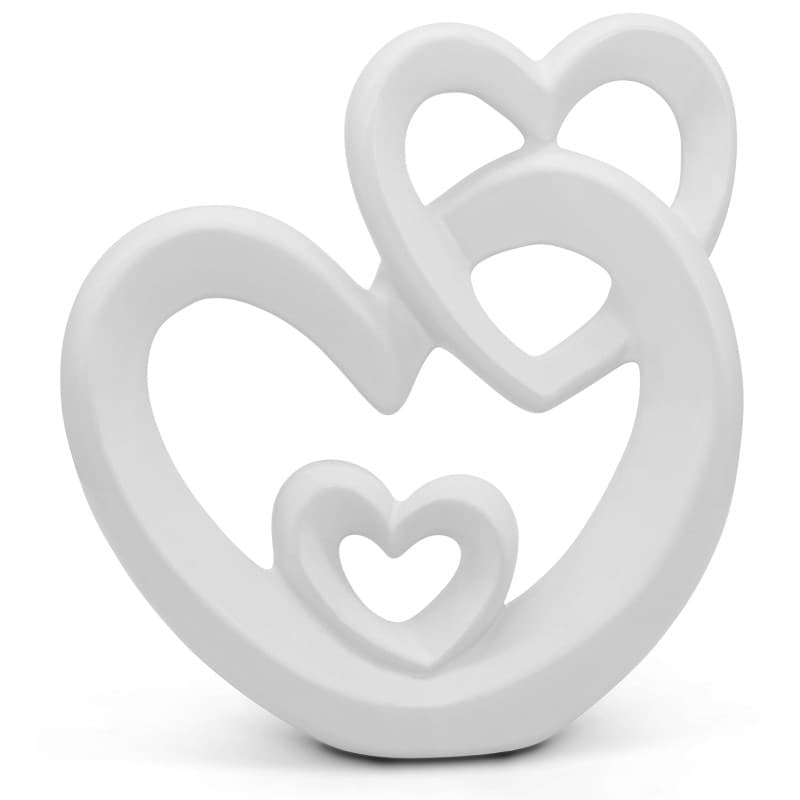 Cœur harmonieux pour la décoration - cœur décoratif Moderne en céramique de 23cm de Haut en Blanc - cœur en céramique Bien adapt