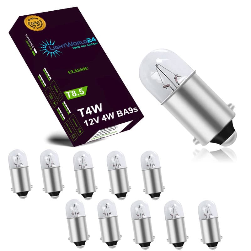 LIGHTWORLD24 10x T4W BA9s lampe de stationnement lampe de voiture 12V 4W poires voiture parking lumière éclairage intérieur écla