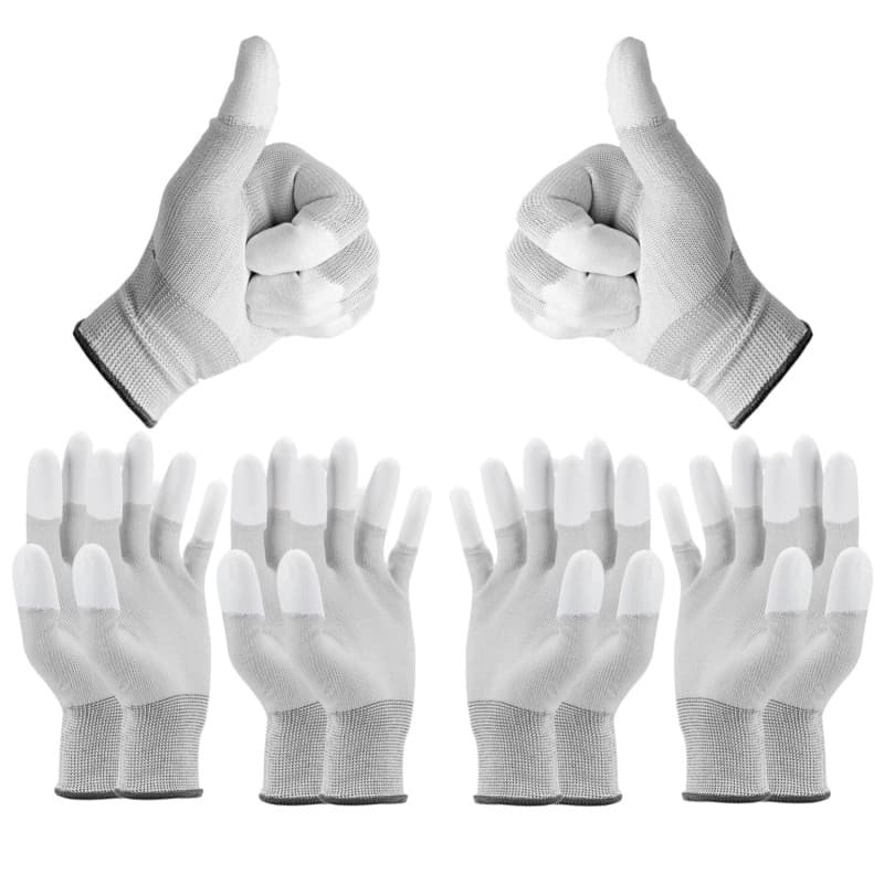 Minadax ESD Gants antistatiques Finger-TIP – 5 paires Taille XL/10 – Pour réparation, montage et nettoyage en électronique, méca