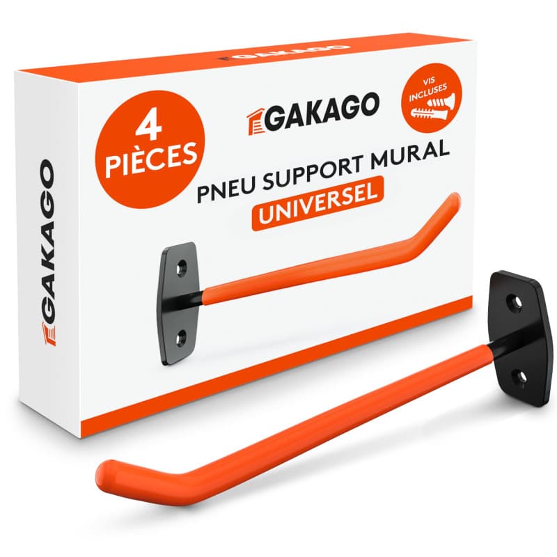 Gakago Support mural pour pneus - Jeu de 4 supports pour jantes avec vis et chevilles et instructions de montage - Support mural