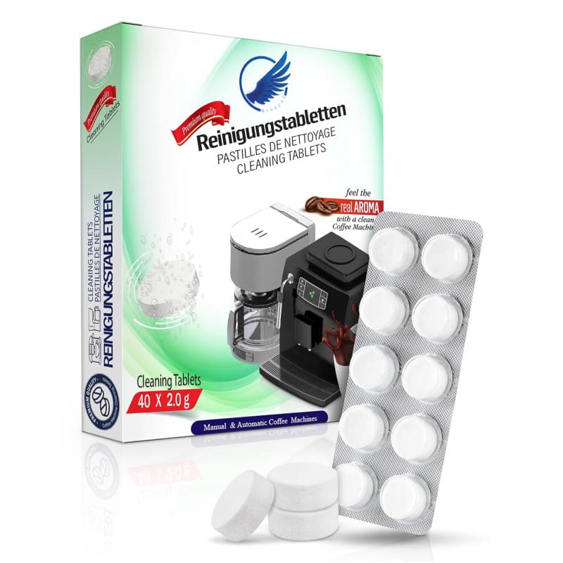 Pastilles de nettoyage pour machine à café - compatible avec Krups Siemens Jura Delonghi Bosch Melitta 40 x tablette à 2 grammes
