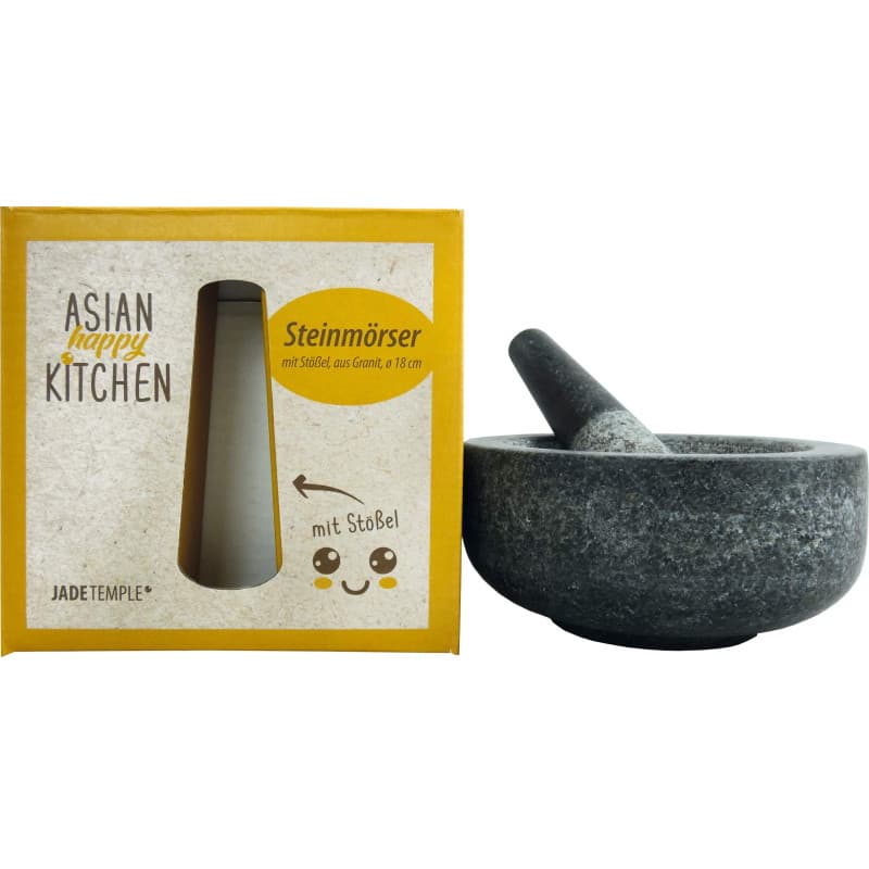 Jade Temple Kit avec mortier en pierre et pilon pour piler facilement et efficacement Mortier en granit massif de 18 cm de diamè