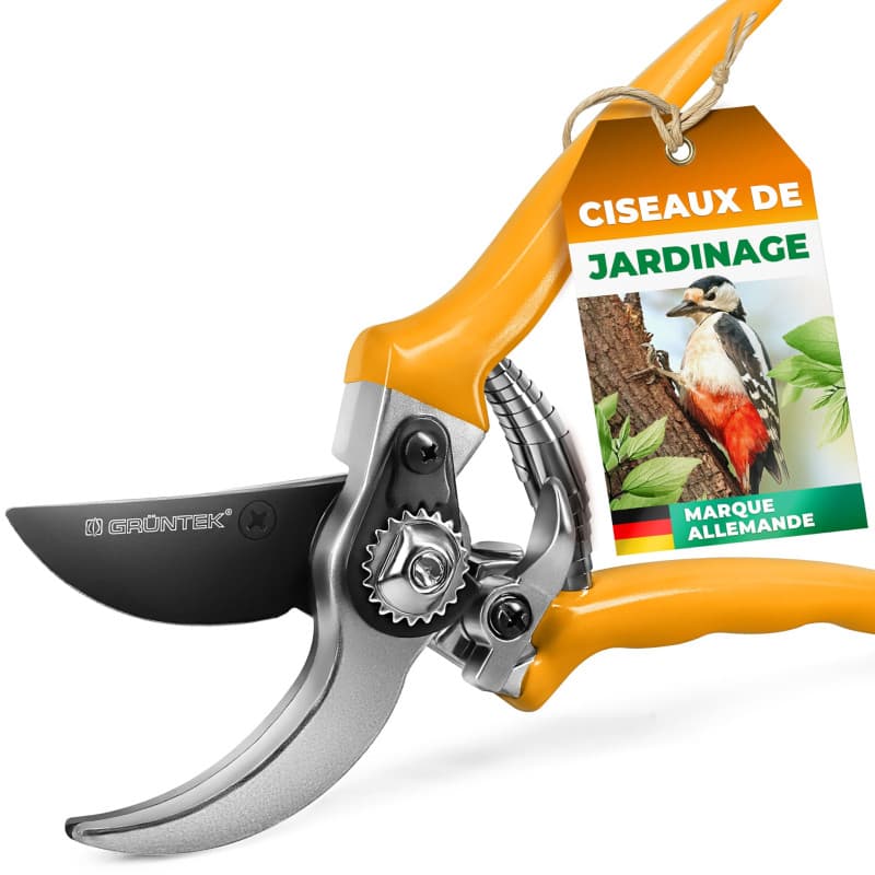 GRÜNTEK Sécateur Jardin lame franche 55mm. Cisaille 215mm Fleurs Vignes Plantes de Jardin