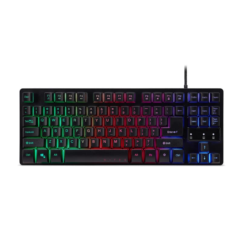Acer Clavier Nitro Gaming TKL, Clavier Gaming 80% À Membrane, Clavier Pour Ordinateur PC, USB, Noir