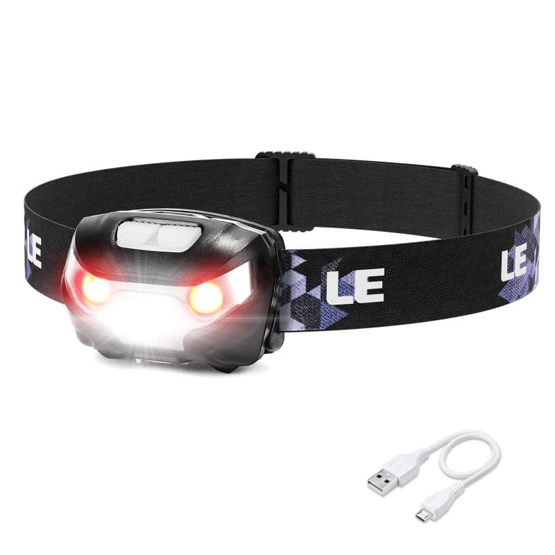 LE Lampe Frontale LED Rechargeable Puissante, 1300 Lux USB Torche Frontale 5 Modes d'éclairage avec Lumière Rouge, Étanche IPX4,