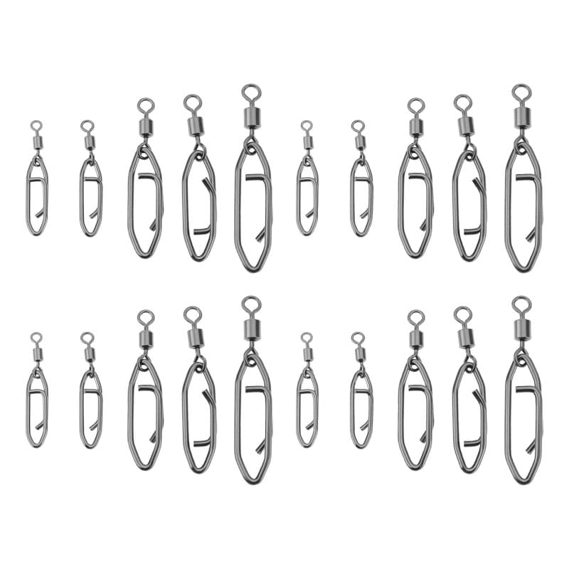 OTOTEC 50 Clips de Pêche en Acier Inoxydable à Rotation Fluide à 360 Degrés avec émerillon à Barillet Changement Rapide de Vites