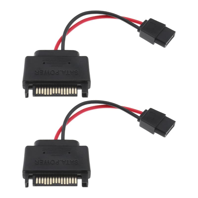 EMSea 2pcs Câble Adaptateur d'Alimentation SATA 15 Broches Mâle vers 6 Broches Femelle pour Disque CD DVD Lecteur Slimline et Di
