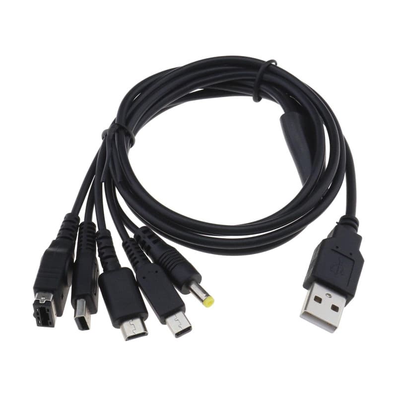 EMSea Câble de Chargeur USB 5 en 1 Remplacement Compatible avec Gameboy Advance SP(GBA SP)/ DS Lite/NDS/Wii U/New 3DS XL/New 3DS