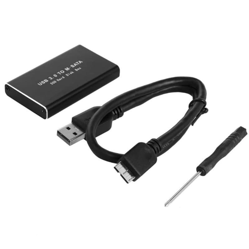 HUTSRAI BoîTier SSD MSATA vers USB 3.0 BoîTier de Disque Dur Externe BoîTier de Stockage Adaptateur pour SSD MSATA 30X50Mm 30X30