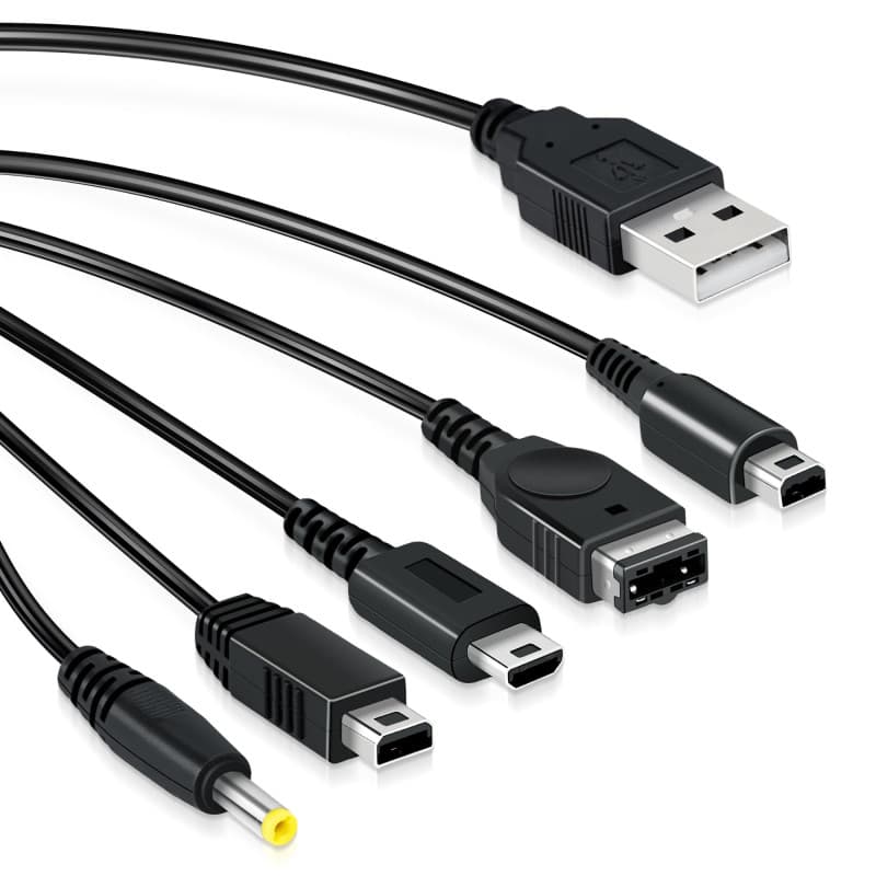 Mcbazel Câble de Chargeur USB 5 en 1 Remplacement, Compatible avec les Consoles DS Lite/NDS/New 3DS XL/New 3DS/3DS XL/3DS/2DS/DS