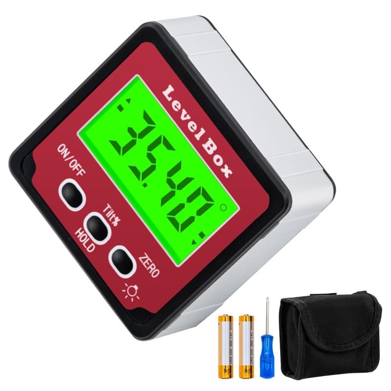 Mcbazel Inclinomètre Numérique Rapporteur 4 x 90°, Rapporteur d'Angle Numérique, Jauge de Biseau avec Base Magnétique, Écran LCD
