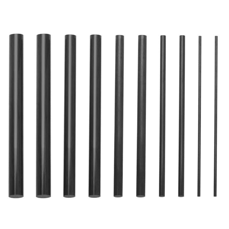 ECSiNG 10pcs Canne en Fibre de Carbone Réparation Canne à Pêche Kit de Pêche à la Mouche Tige en Fibre de Carbone Solide pour Ca