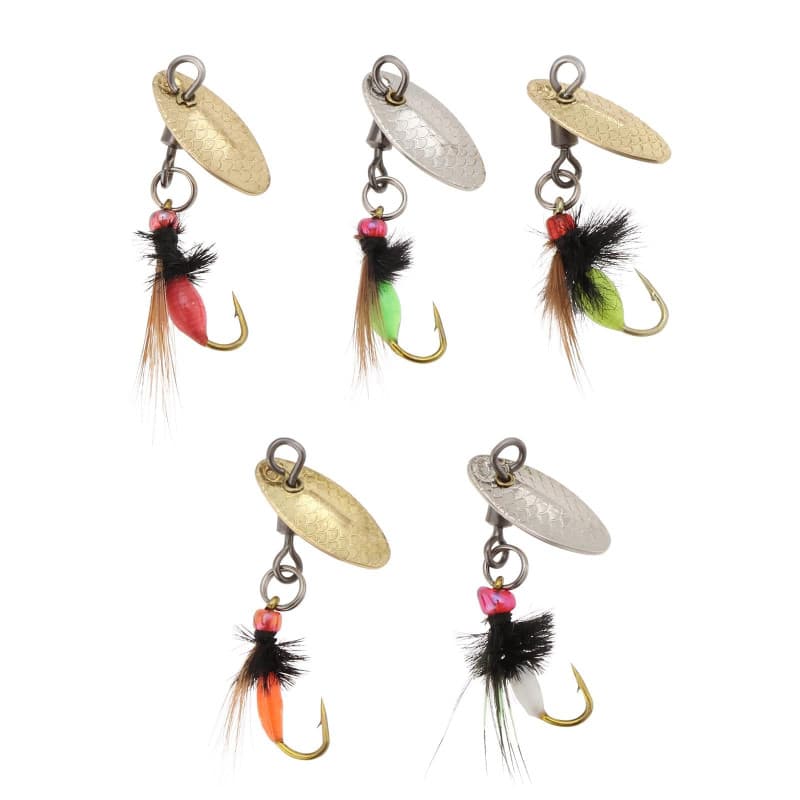 ECSiNG 5 Pièces Bionic Leurres de Pêche à La Mouche Pêche à La Mouche Mouches Appât avec Spinner de Pêche pour Bar Poisson-Solei