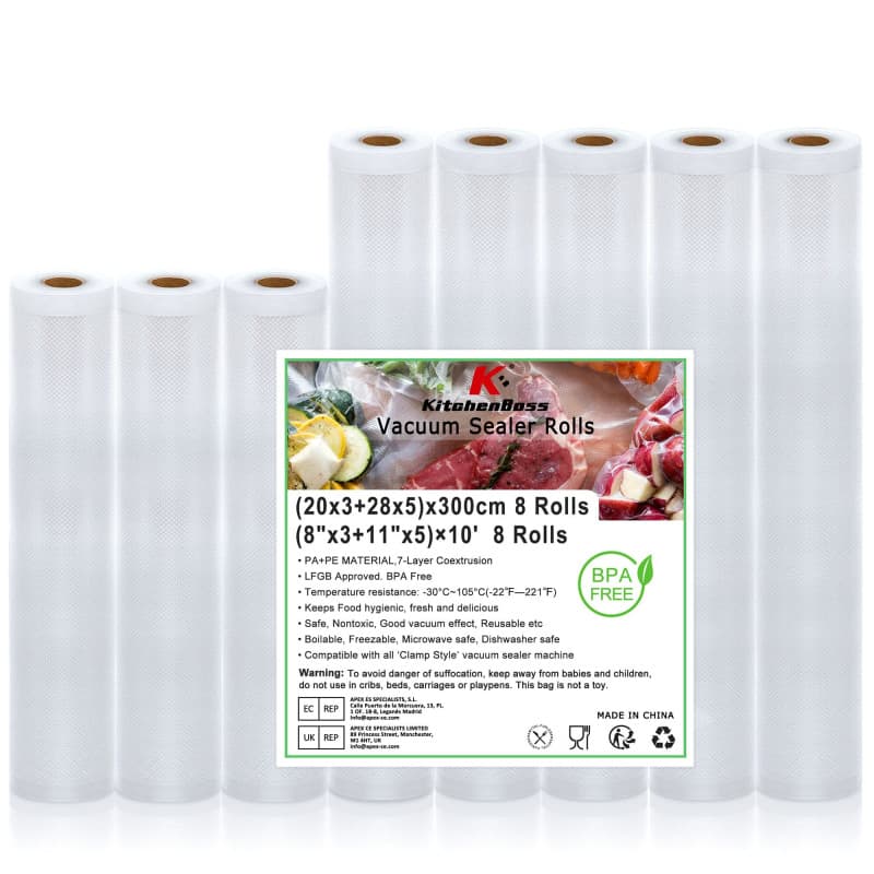 KitchenBoss Sac Sous vide Alimentaire:Rouleau Sous Vide Alimentaire sans BPA pour Appareil Sous Vide, Film Sous Vide Alimentaire