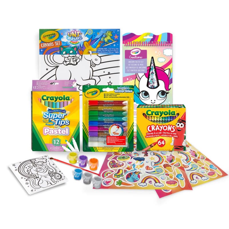 CRAYOLA 7483 Set Couleur et Peinture Licorne avec Autocollants, Activité Créative Cadeau pour Enfants, Âge 6+ Multicolor 21x21 c