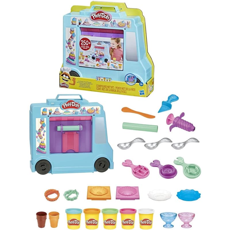 Play-Doh, Marchand de Glace ambulant, Jouet pour Enfants dès 3 Ans, 20 Outils, 5 Couleurs de pâte à Modeler