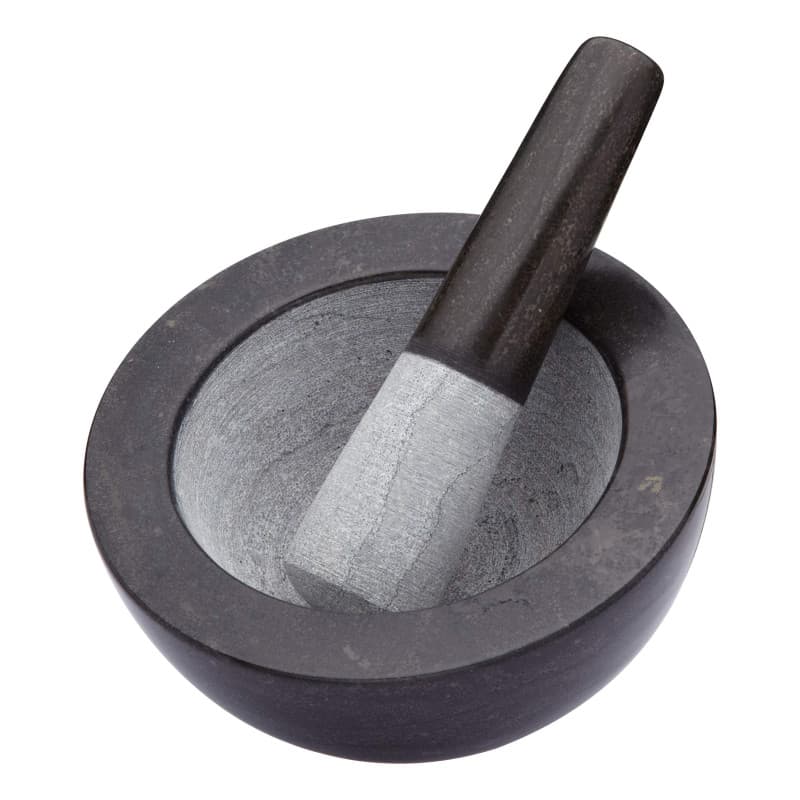MasterClass Grand pilon et mortier en granit, 20 x 12 cm (8" x 4.5") - Noir / Gris