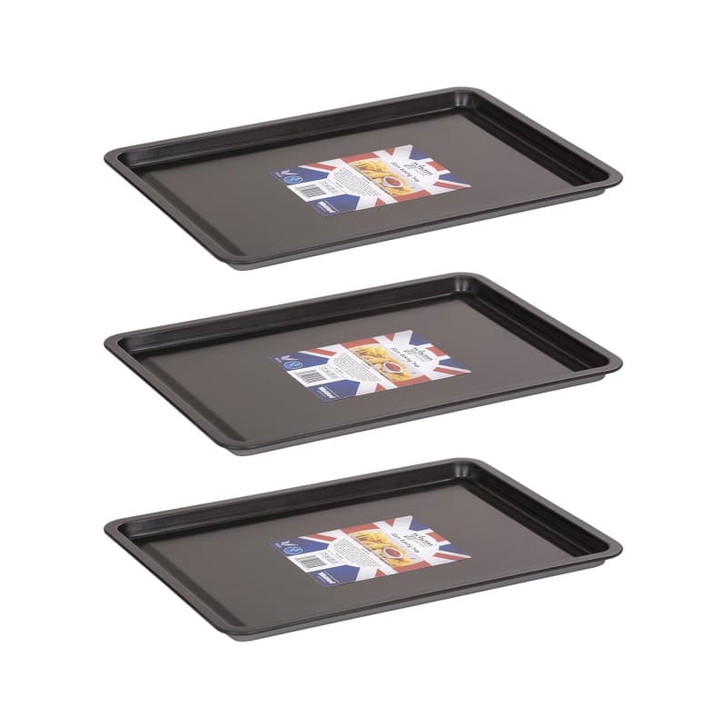 Wham F35 Lot de 3 plaques de cuisson antiadhésives 32 x 23 x 1,5 cm