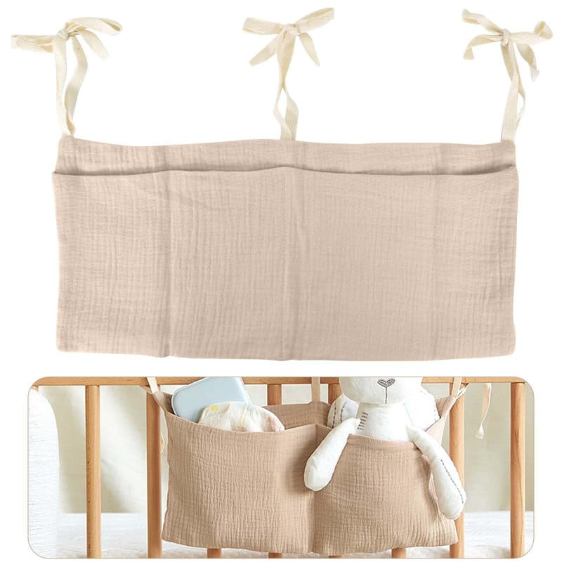 Sac Rangement pour Lit Bébé, Sac de Rangement Suspendu, Suspendu Organisateur de Couches, Rangement Suspendu Lit Bebe avec 2 Poc