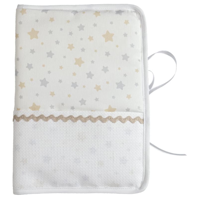 Filet - Protège Carnet de Santé à Broder, Motifs Étoilés, Bande Aïda À Personnaliser - Prénom, Motifs, Date de Naissance, Idée C