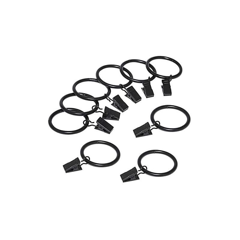 OFKPO Lot de 20 Clips pour Rideaux Clips, Antirouille Anneaux de Rideaux avec Pinces Metal Rideau Clips Crochet - Noir