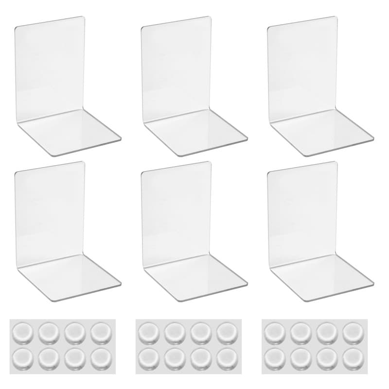 Lot de 6 Serre-Livres en Acrylique Transparent,Transparent Antidérapant Cale Livre avec Autocollants antidérapants,pour l'organi