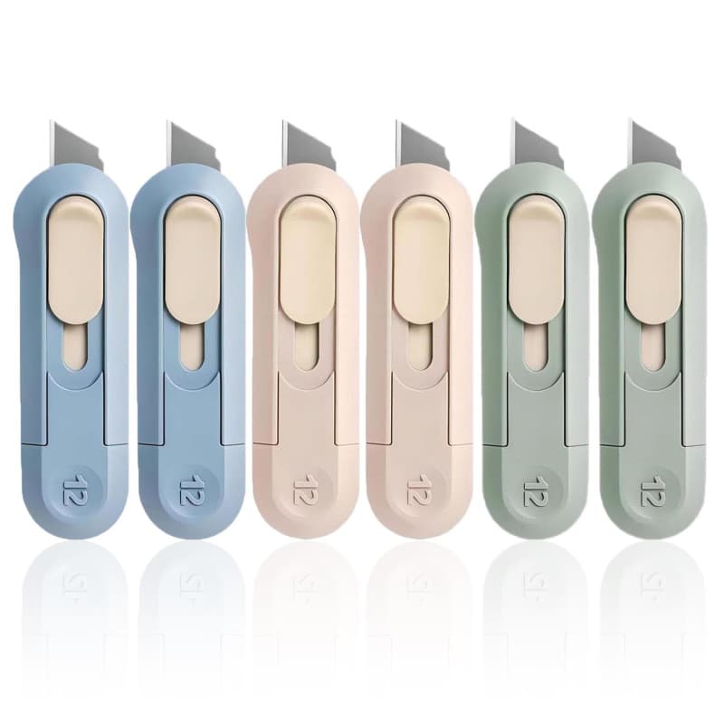 6 PCS cutters utilitaires, couteau utilitaire pliant, mini utilitaire lame cutter de sécurité, coupe-boîtes multifonctions pour