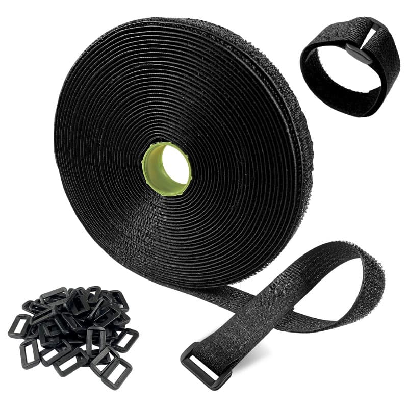 Newaner 10M nylon sangles de câble attaches longueur de coupe Libre, avec 50 boucles, réutilisable 2cm de large, pour câbles org