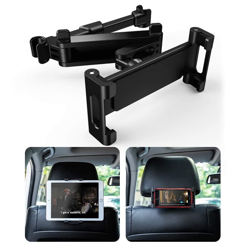 UIHOL Support Tablette Voiture, Porte Tablette pour Voiture Appui-tête Universel Auto Rotation 360° Taille Réglable 6-12 Pouces