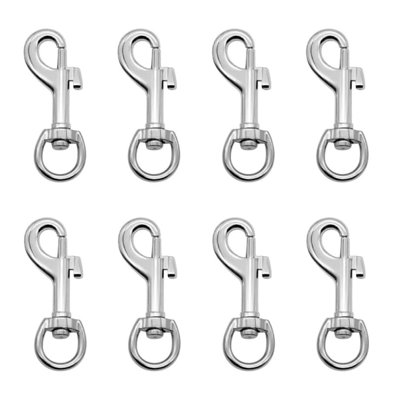 Sctmda Mousqueton Pivotant 8 Pièces Mousqueton Laisse Chien Mousqueton Porte Clés Clip à Ressort de Déclenchement Crochets avec