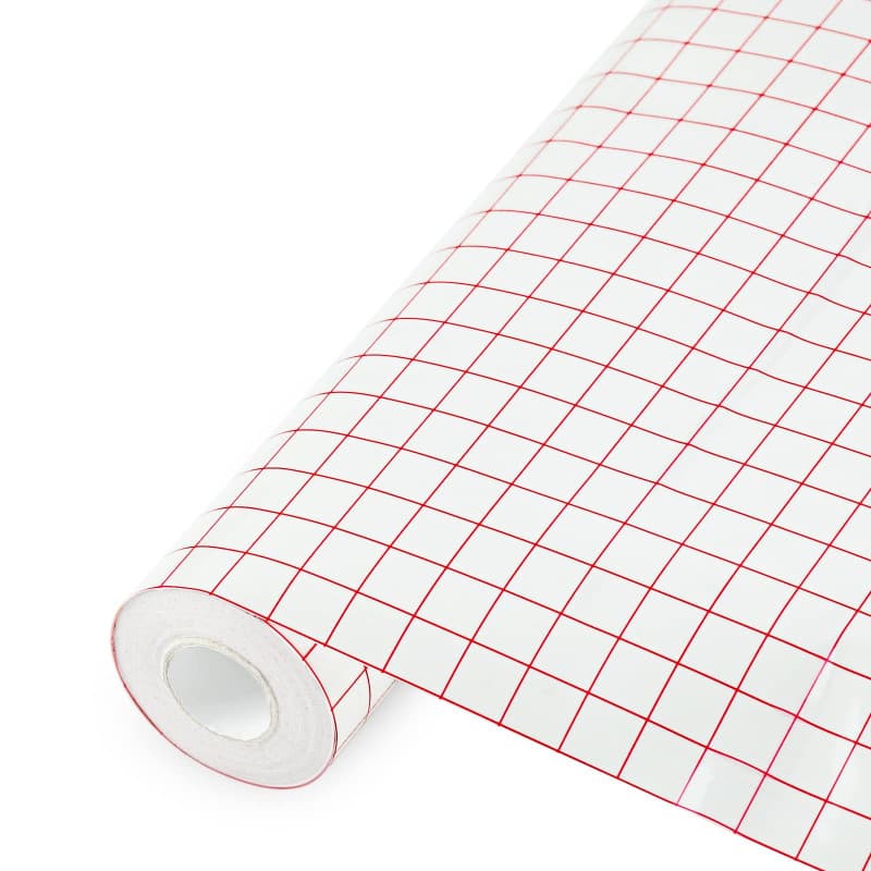 Gvolatee papier transfert avec grille d'alignement rouge, Ruban de transfert pour vinyle solide pour décalcomanies, fenêtres, au