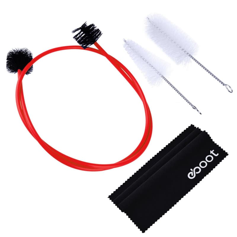 EBOOT Kit de Nettoyage de Trompette Brosse de Valve Brosse Souple avec Chiffon de Nettoyage, 3 Pièces en Plastique avec Métal et