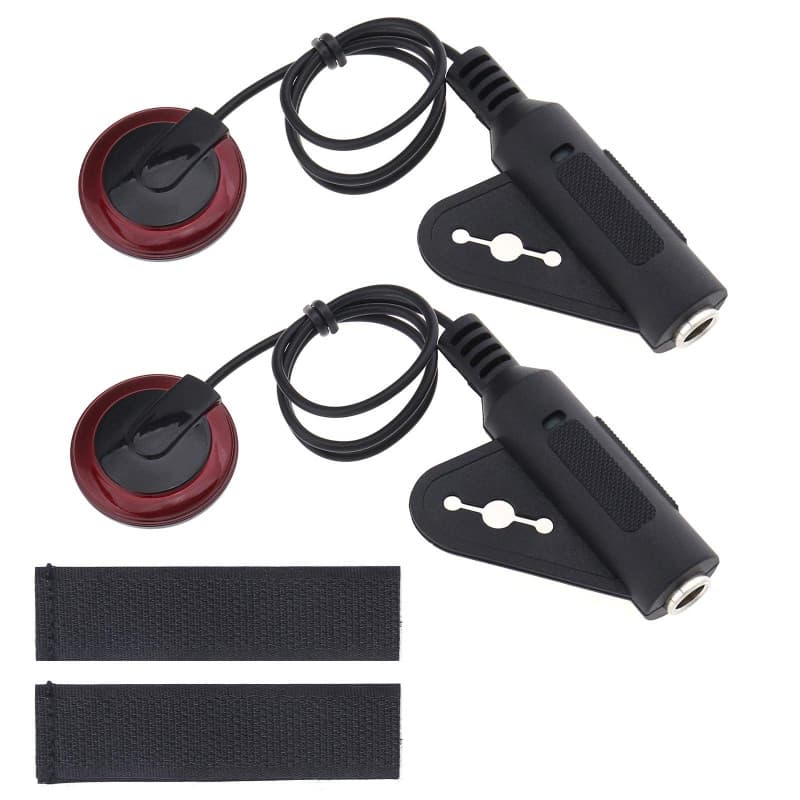EMSea 2pcs Micro Piézo Transducteur de Microphone à Contact Piézo-électrique avec Câble 1/4 Femelle Jack 12 pouces Adhésif pour