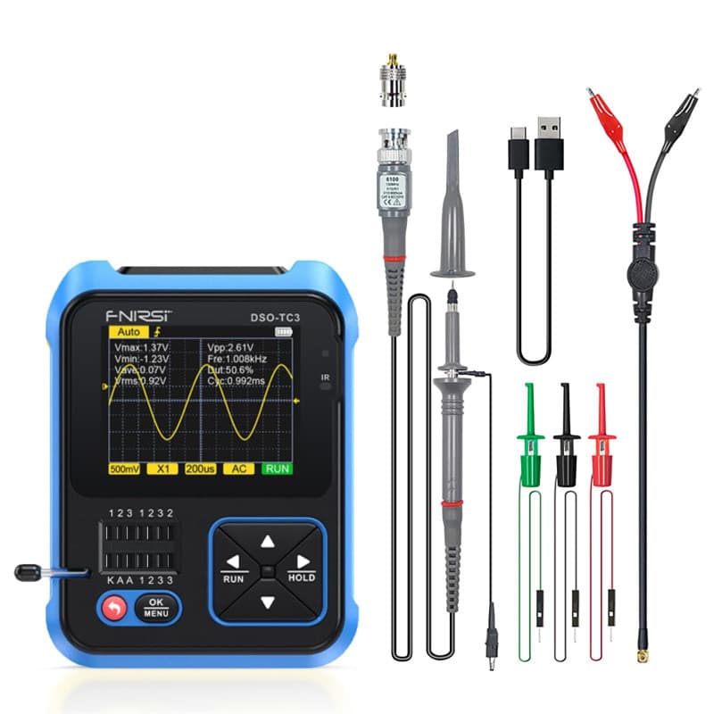 WANGCL TC3 - Testeur ESR d'oscilloscope Portable 3 en 1 Écran TFT 2,4" Mini oscilloscope numérique 1500 mA - Bande passante 200