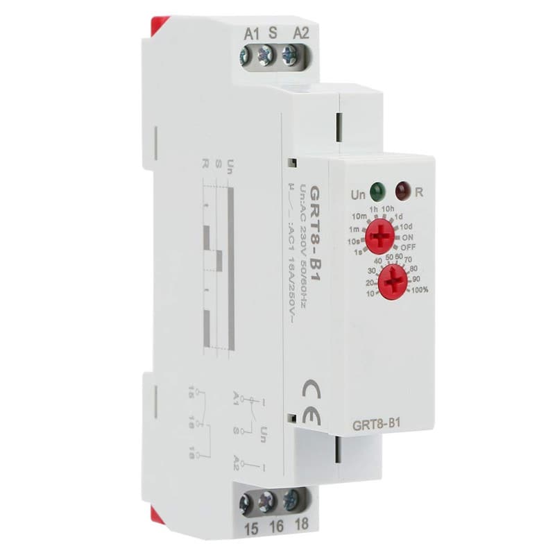 Relais Temporisé Relais de Minuterie, GRT8-B1 Mini Relais de Délai de Mise hors Tension Type Rail DIN, AC 220V