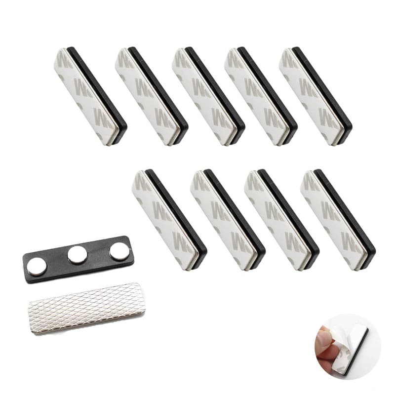 CHSEROK 10 Pièces de Badge Aimants de, 45 x 13 mm Sans Aiguille Auto-Adhésives Badges Porte Nom, étiquette de Nom d'aimant peut
