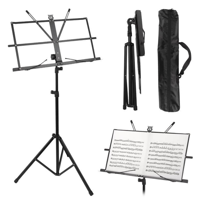 Pupitre Musique Pliable 2 en 1 -Support de Partitions Stable Double Utilisation - Hauteur Réglable - Avec Sac de Transport étanc