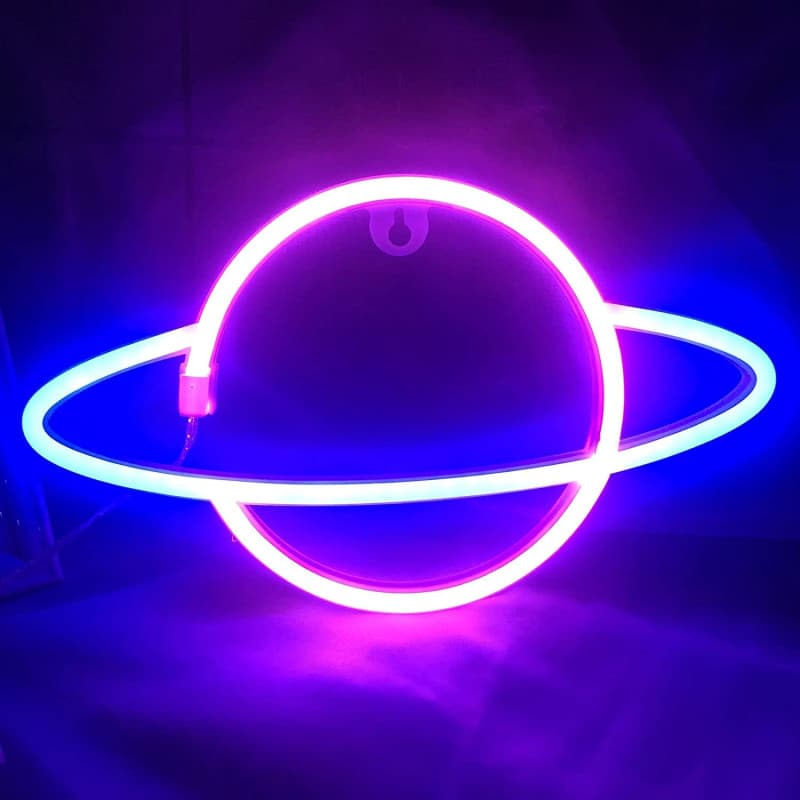 Hangrow Planète Néons, Signes LED Enseignes Au Néon pour La Décoration Murale, Chargement USB/Batterie, Lampe Nuit Planet pour M