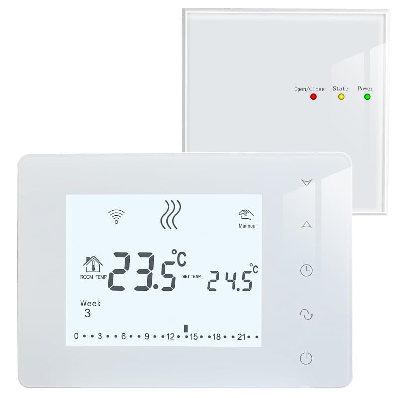Beok Thermostat sans Fil avec Récepteur Thermostat Chaudiere gaz,Thermostat Programmable avec rétro-éclairage,Thermostats Mural