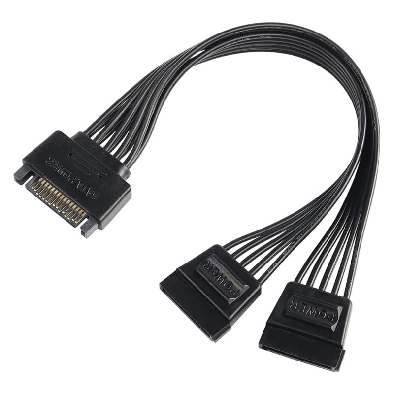 Câble adaptateur répartiteur d'alimentation SATA en Y 15 broches SATA mâle vers double femelle pour disque dur HDD SSD 22 cm